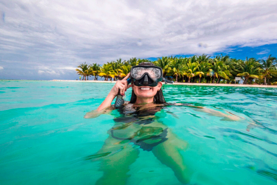 Beach Day in the Caribbean Paradise Island Laughingbird Caye